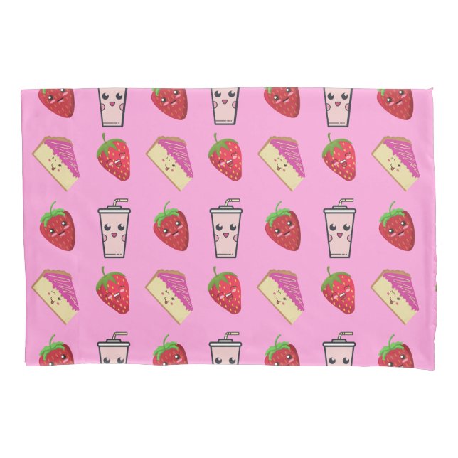 KAWAII STRAWBERRY UND CHEESECAKE KISSENBEZUG (Vorderseite)