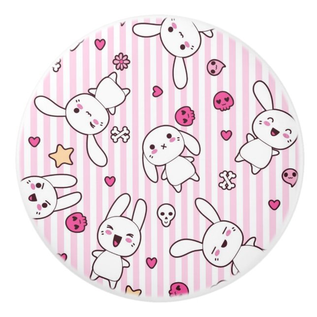 Kawaii-Streifen Keramikknauf (Vorderseite)