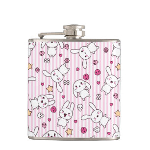 kawaii stripes Muster Flachmann