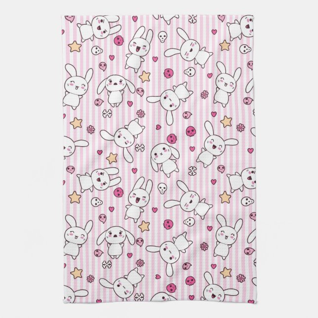 kawaii stripes Muster Handtuch (Vertikal)