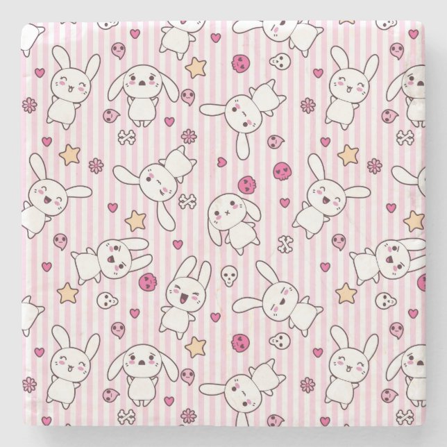 kawaii stripes Muster Steinuntersetzer (Vorderseite)