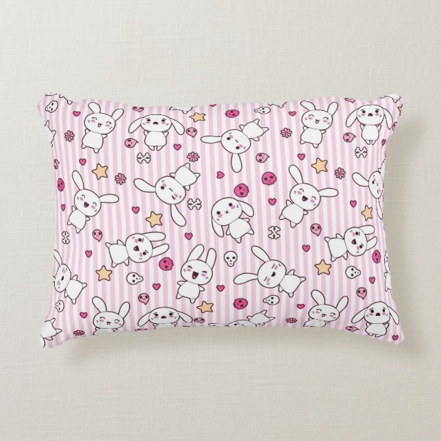 kawaii stripes Muster Zierkissen (Vorderseite)