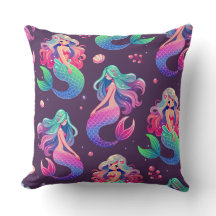 Kawaii Style Mermaids Nahtlos Lila