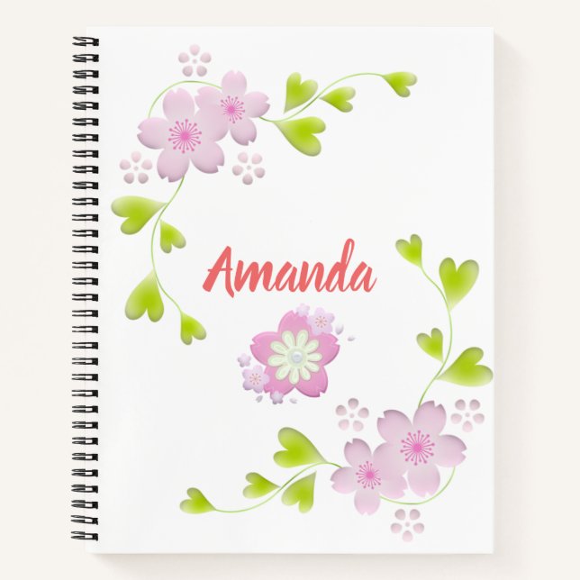 Kawaii Style Sakura Cherry Tree Blossom Notizbuch (Vorderseite)