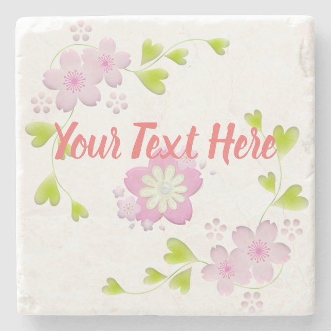 Kawaii Style Sakura Cherry Tree Blossom Steinuntersetzer (Vorderseite)