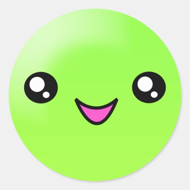 Kawaii Sugar Dots Lime Happy Sticker Visage (Devant)