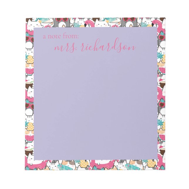 Kawaii Summer Niedlich Kitty Cats Notizblock (Vorderseite)