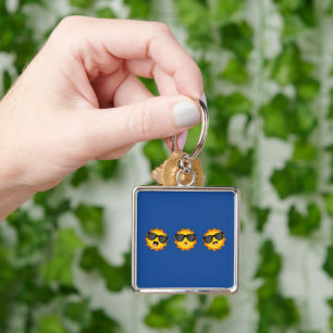 Kawaii Sun mit Sonnenbrillen Happy Emoji Faces Schlüsselanhänger