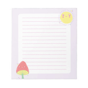 Kawaii Sun und Mushroom Notepad Notizblock
