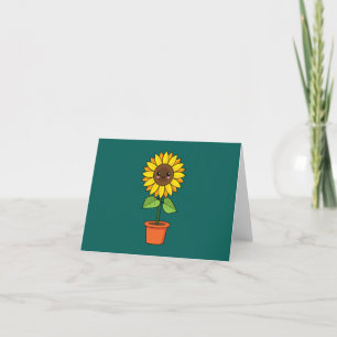 Kawaii Sunflower Plant in a Pot   Add Text Dankeskarte
