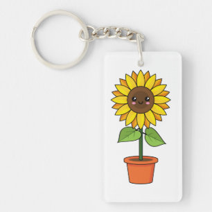 Kawaii Sunflower Plant in a Pot Schlüsselanhänger
