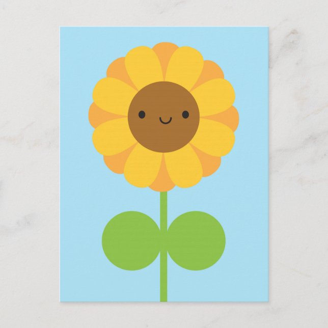 Kawaii Sunflower Postkarte (Vorderseite)