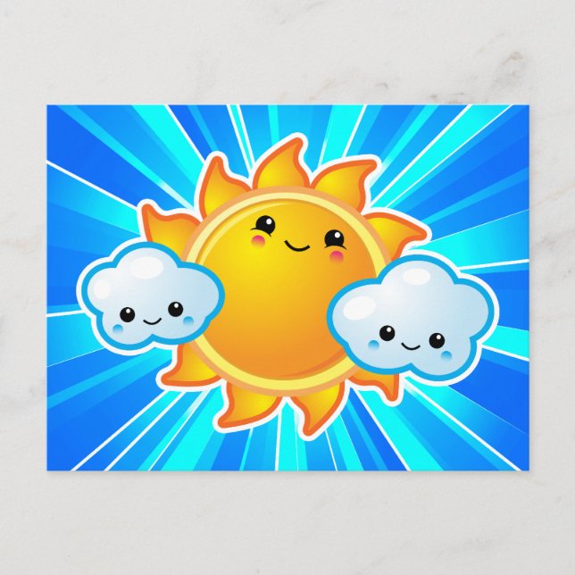 Kawaii Sunny Day Postkarte (Vorderseite)