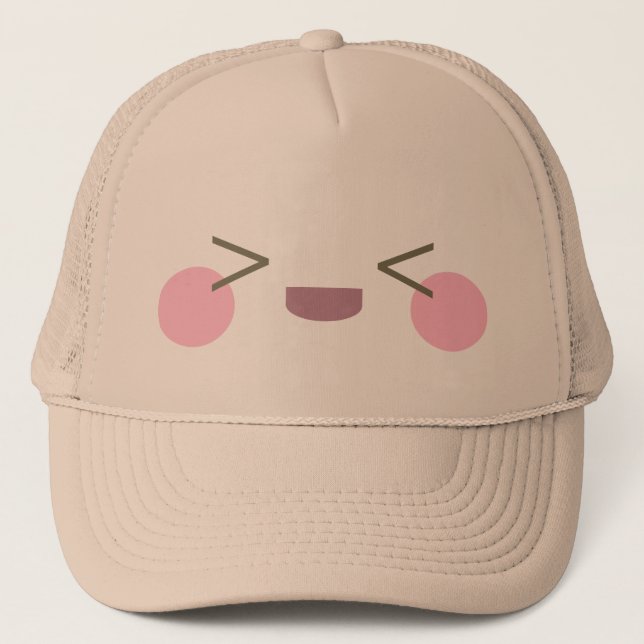 Kawaii Super Happy Face Joyful Delight Truckerkappe (Vorderseite)