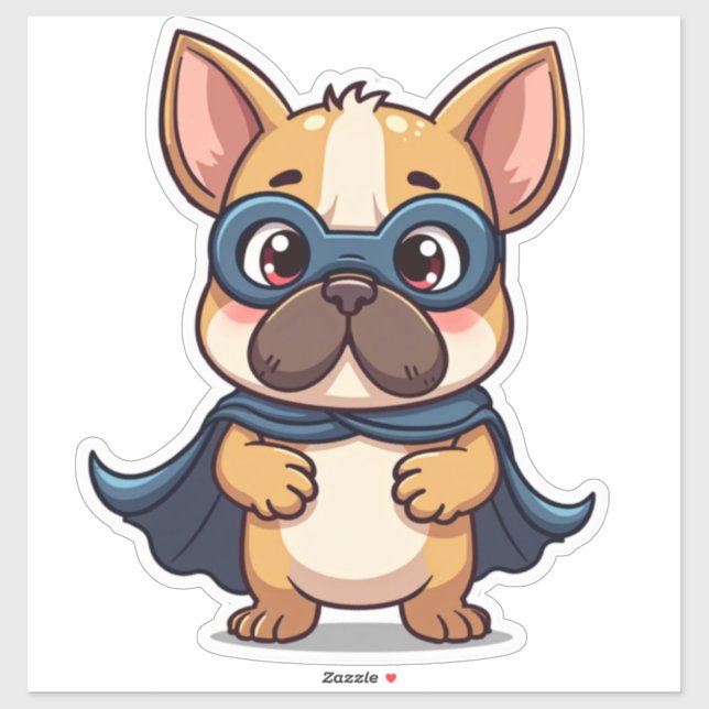 Kawaii Super Hero Pup mit Cape and Mask Aufkleber (Blatt)