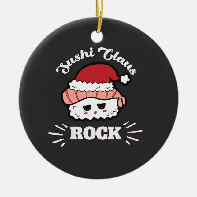 Kawaii Sushi Christmas Keramik Ornament (Vorne)