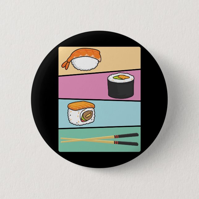 Kawaii Sushi Japanese Food Maki Nigiri Chopsticks Button (Vorderseite)