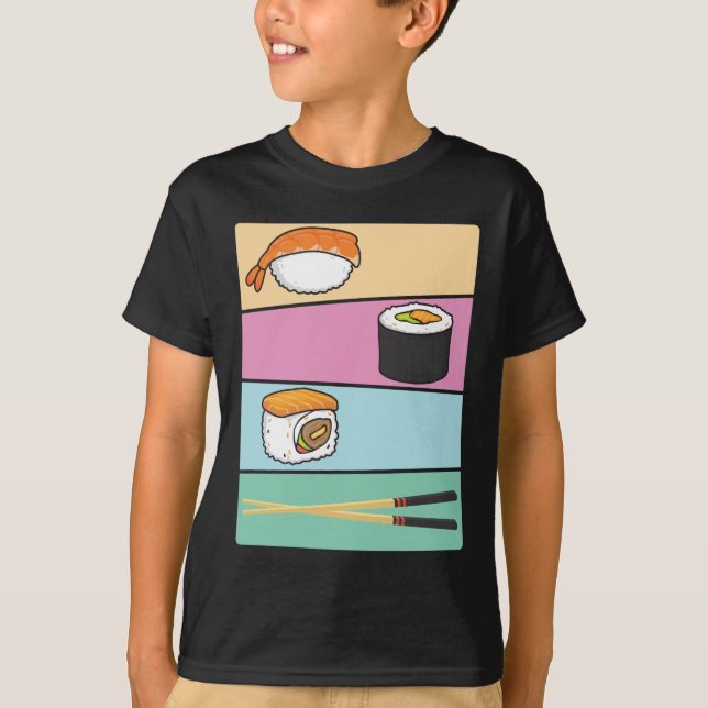 Kawaii Sushi Japanese Food Maki Nigiri Chopsticks T-Shirt (Vorderseite)