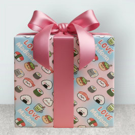 Kawaii Sushi Matcha Food Pattern Frame Geschenkpapier