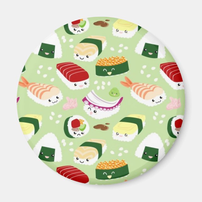 Kawaii Sushi mit Gesichtern Magnet (Vorne)