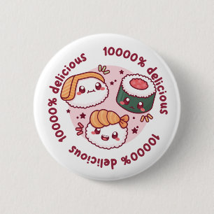 Kawaii Sushi mit lustigen Zitaten für schwarzen Li Button
