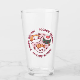 Kawaii Sushi mit lustigen Zitaten für schwarzen Li Glas