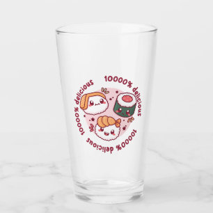 Kawaii Sushi mit lustigen Zitaten für schwarzen Li Glas
