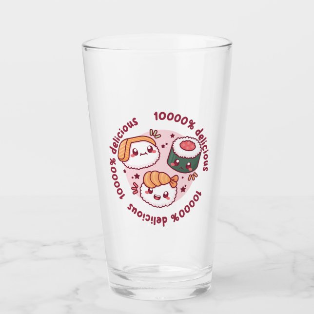 Kawaii Sushi mit lustigen Zitaten für schwarzen Li Glas (Vorderseite)