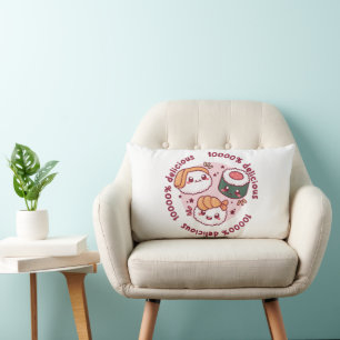 Kawaii Sushi mit lustigen Zitaten für schwarzen Li Lendenkissen