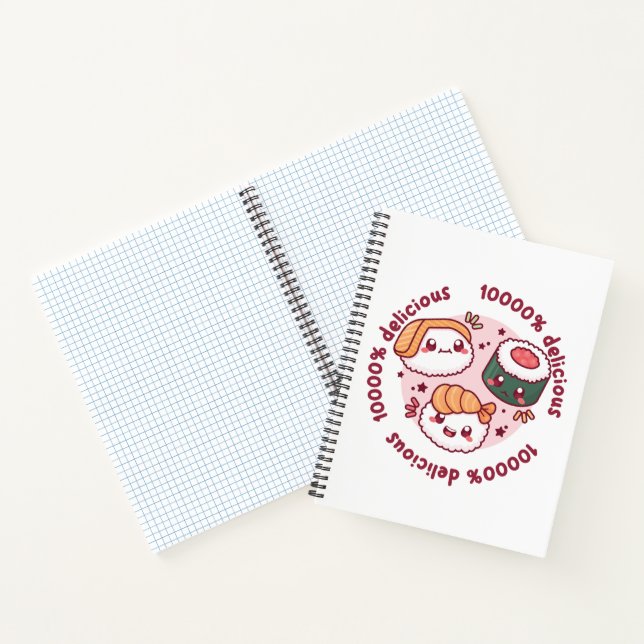 Kawaii Sushi mit lustigen Zitaten für schwarzen Li Notizbuch (Innenseite)