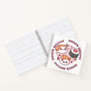 Kawaii Sushi mit lustigen Zitaten für schwarzen Li Notizbuch