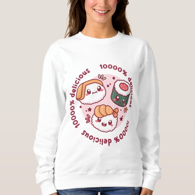 Kawaii Sushi mit lustigen Zitaten für schwarzen Li Sweatshirt (Vorderseite)
