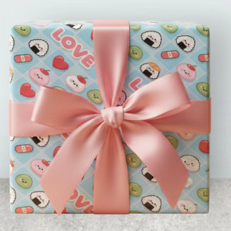 Kawaii Sushi Mochi Food LOVE Muster Geschenkpapier