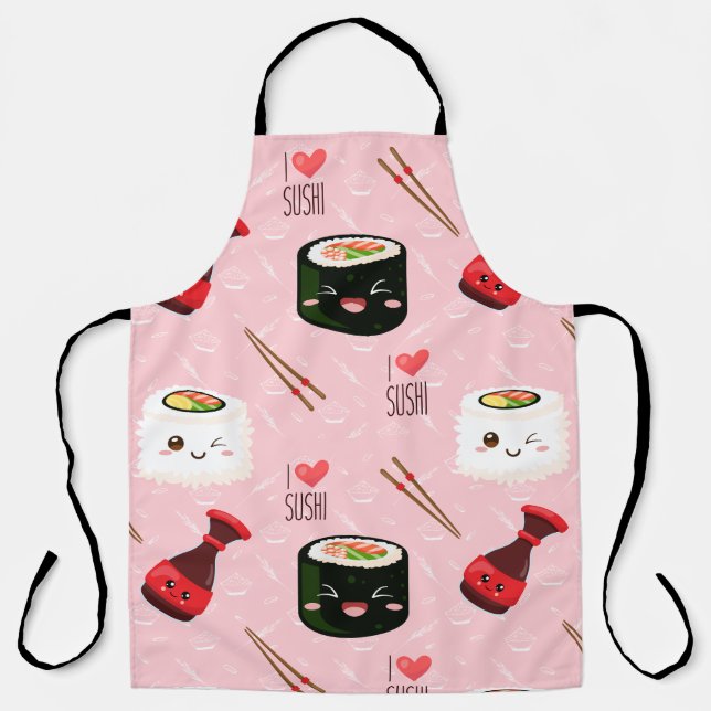 Kawaii Sushi Muster Light Pink Schürze (Vorderseite)