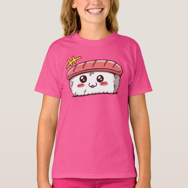 Kawaii Sushi Niedlich Japanisches Essen T-Shirt (Vorderseite)