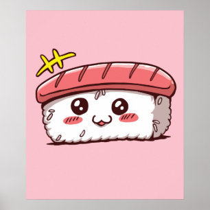 Kawaii Sushi Niedliches japanisches Essen Poster