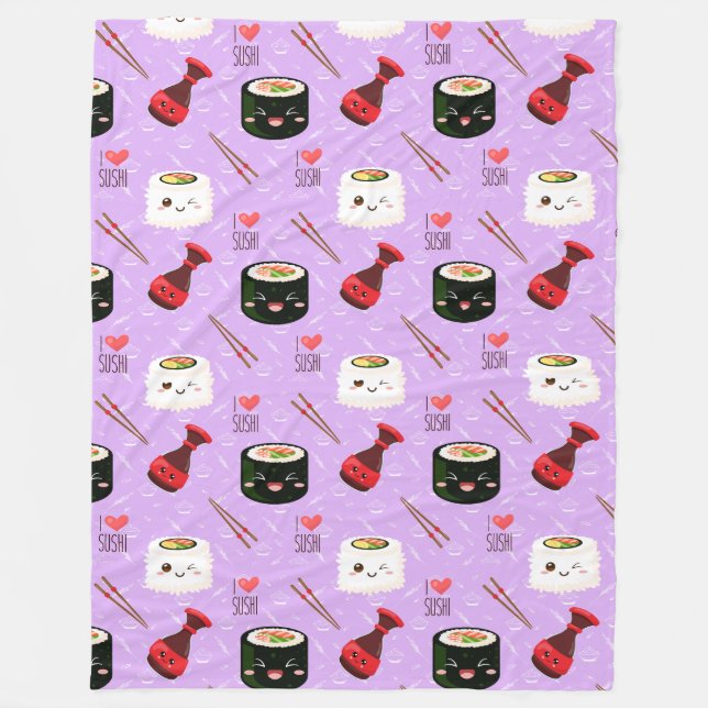 Kawaii Sushi Pattern Fleecedecke (Vorderseite)