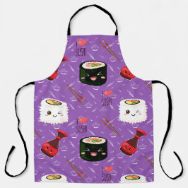 Kawaii Sushi Pattern Lila Schürze