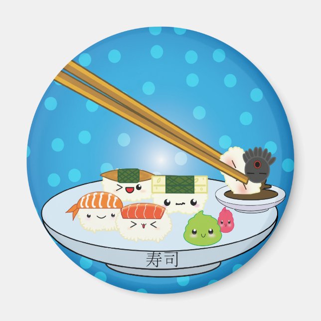 Kawaii Sushi Platter Magnet (Vorne)