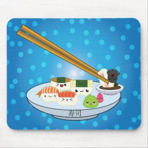 Kawaii Sushi Platter Mouse Pad Mousepad