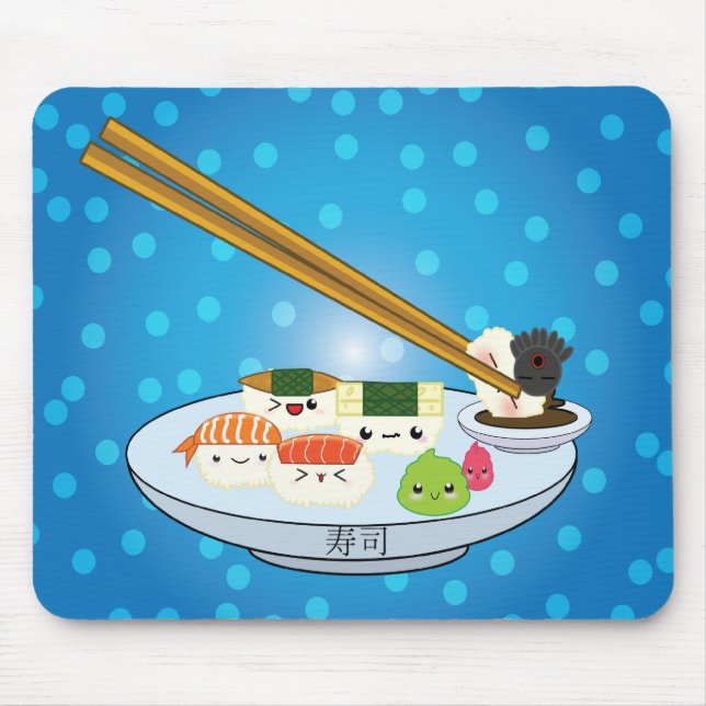 Kawaii Sushi Platter Mouse Pad Mousepad (Vorne)