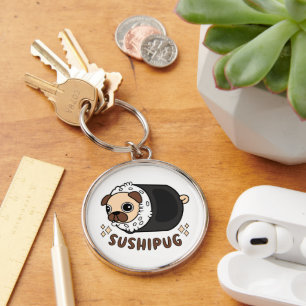 Kawaii Sushi Pug Mashup Lustiges Hundegeschenk Schlüsselanhänger