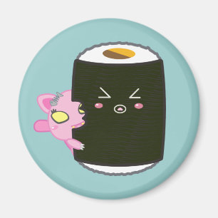 Kawaii Sushi-Rolle mit Nadel die Katze Magnet