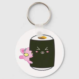 Kawaii Sushi-Rolle mit Nadel die Katze Schlüsselanhänger