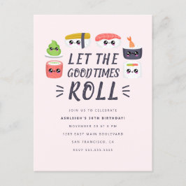 Kawaii Sushi Rolls Birthday Party Einladungspostkarte