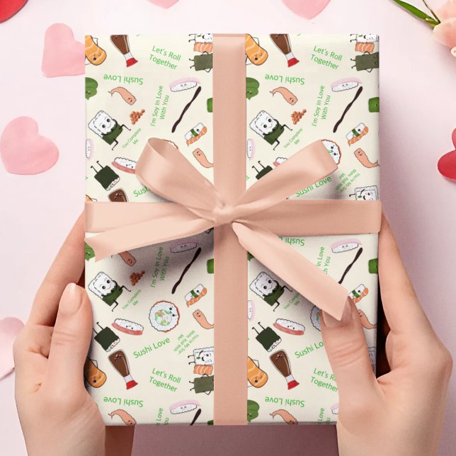Kawaii Sushi Romantic Geschenkpapier (Von Creator hochgeladen)
