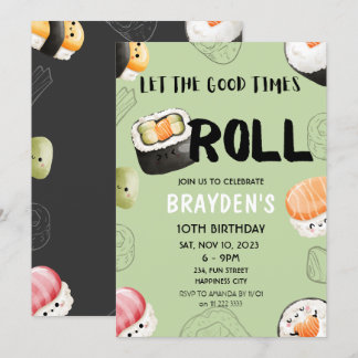 Kawaii Sushi Sashimi Kids Boy Girl Adult Geburtsta Einladung