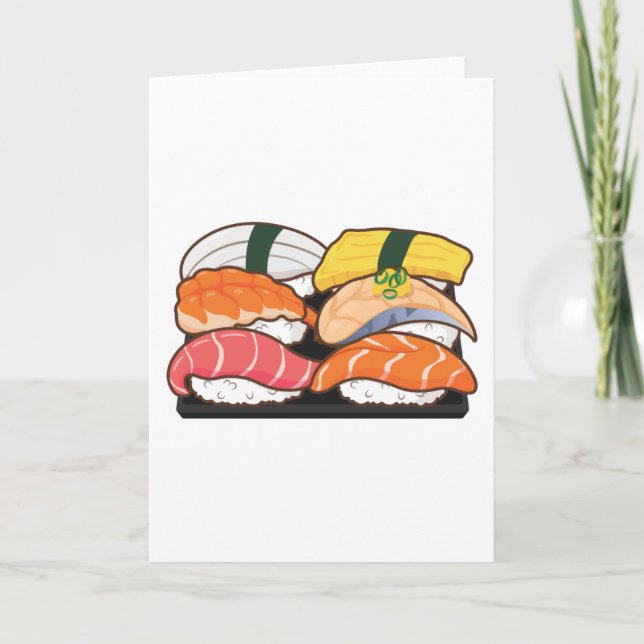 Kawaii Sushi Set - Thunfisch-Lachs-Garnelen Karte (Vorderseite)