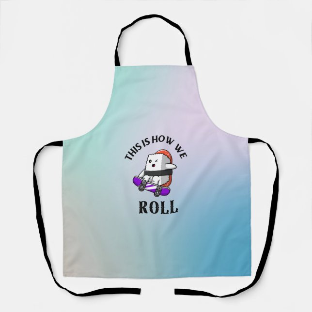 Kawaii Sushi Skateboarding Schürze (Vorderseite)
