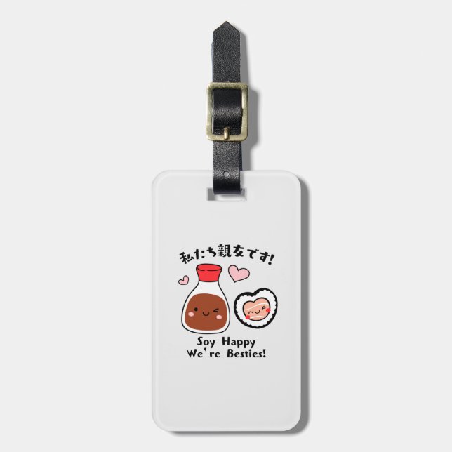 Kawaii Sushi & Soy Sauce Besties Gepäckanhänger (Vorderseite vertikal)